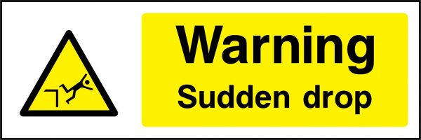 Warning sudden drop sign