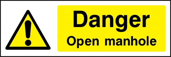 Danger open manhole sign