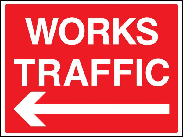 Works traffic left sign