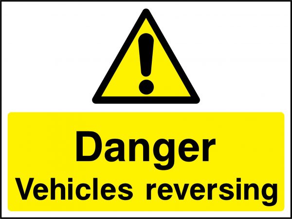 Danger vehicles reversing sign