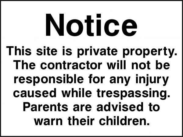 Notice private property sign