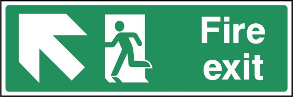 Fire exit arrow top left sign