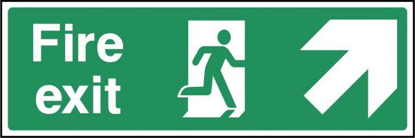 Fire exit arrow top right sign