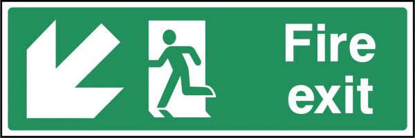 Fire exit arrow bottom left sign