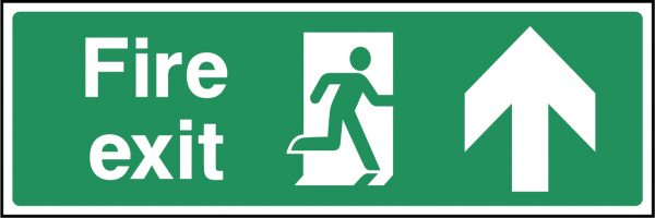 Fire exit arrow up sign