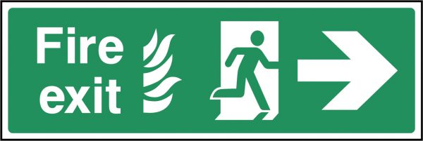Fire exit flames arrow right sign
