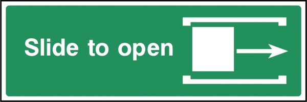 Slide right to open sign