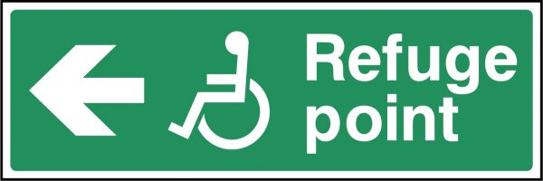 Wheelchair access refuge point arrow left sign