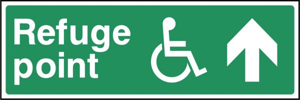 Wheelchair access refuge point arrow up sign
