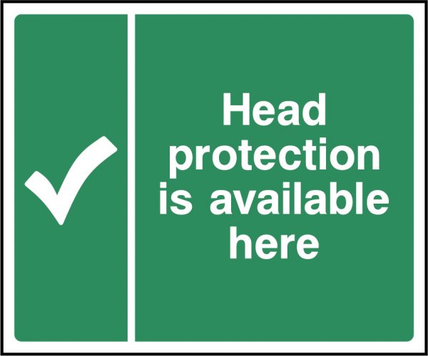 Head protection is available here sign