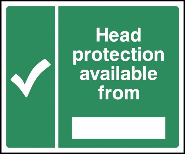 Head protection available from sign