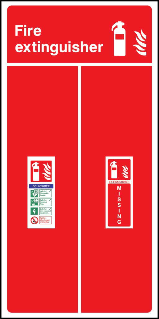 Fire extinguisher backing sign 2