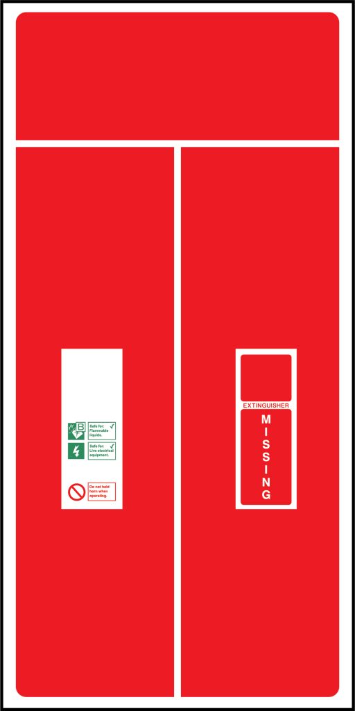 Fire extinguisher backing sign 3