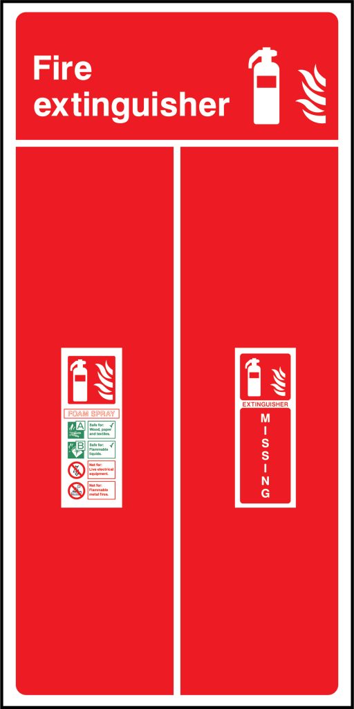 Fire extinguisher backing sign 4