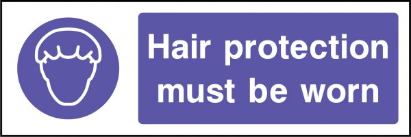 Hair protection must be worn sign