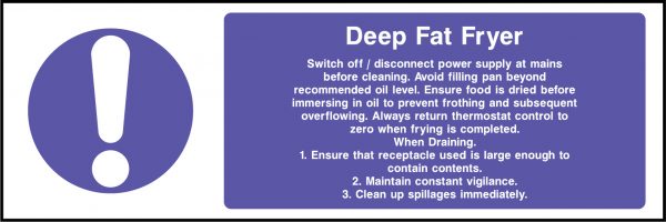 Deep fat fryer rectangular sign
