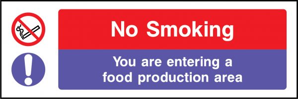 No smoking entering food production area sign