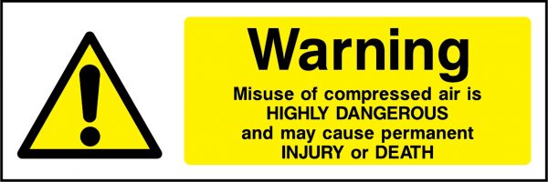 Warning misuse of compressed air sign