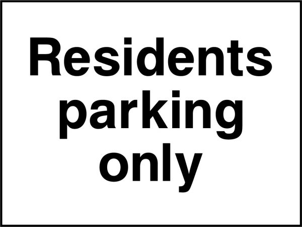 Residents parking only sign