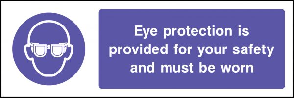 Eye protection is provided for your safety sign