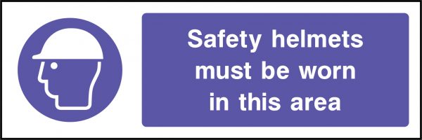 Safety helmets must be worn in this area sign