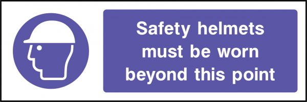 Safety helmets must be worn beyond this point sign