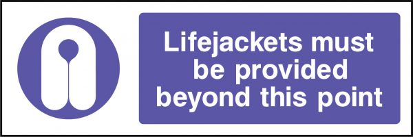 Lifejackets must be provided beyond this point sign