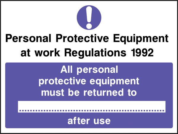 All personal protective equipment must be returned sign