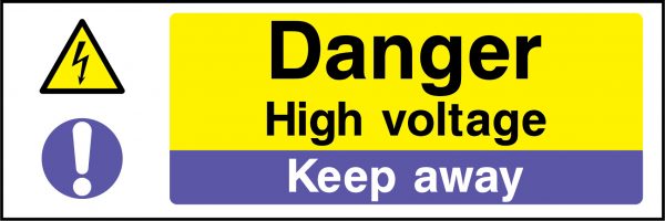 Danger high voltage keep away sign