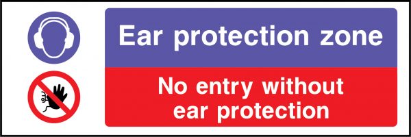 Ear protection zone no entry without ear protection sign