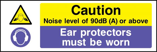 Caution noise level of 90dB sign