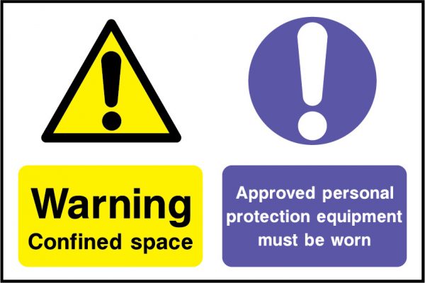 Warning confined space protection equipment sign