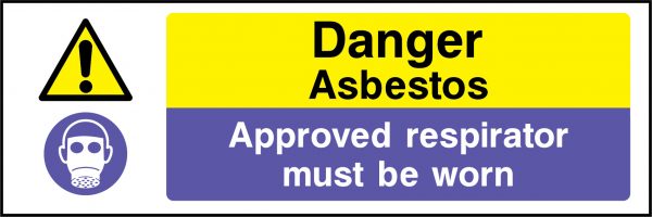 Danger asbestos approved respirator must be worn sign