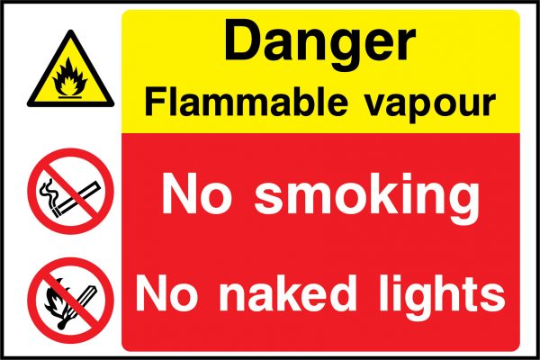 Danger flammable vapour sign