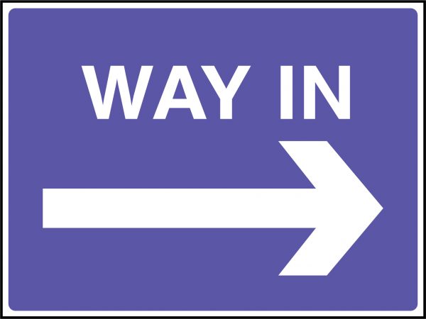 Way in right pointing sign