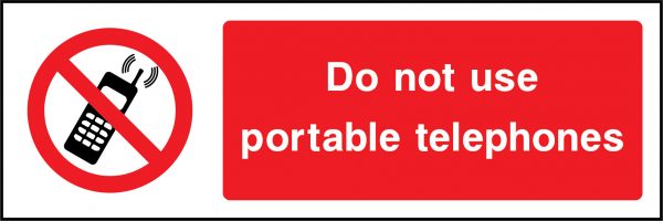 Do not use portable telephones sign
