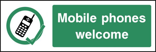 Mobile phones welcome sign
