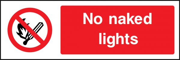 No naked lights sign