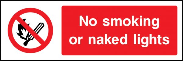 No smoking or naked lights sign