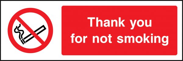 Thank you for not smoking sign