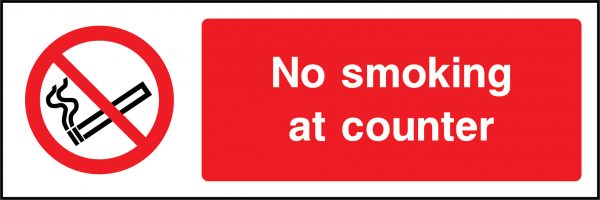 No smoking at counter sign