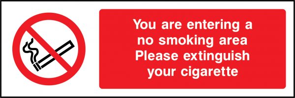 You are entering a no smoking area sign