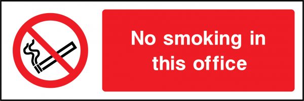No smoking in this office sign