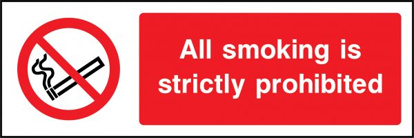 All smoking is strictly prohibited sign