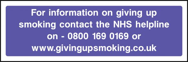 For information on giving up smoking sign