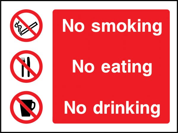 No smoking no eating no drinking sign