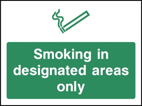 Smoking in designated areas only sign