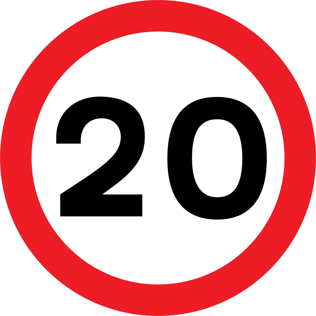 Maximum Speed 20 Road Sign Road Traffic Regulatory Prohibition We 