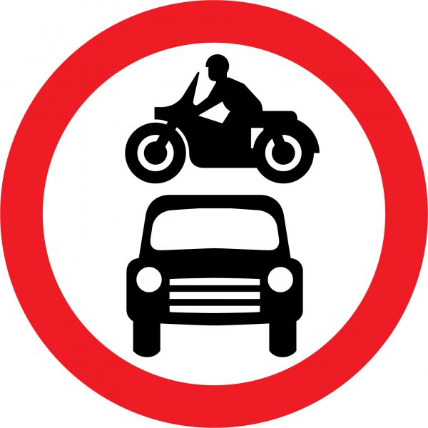 No motor vehicles road sign - Road Traffic Regulatory > Prohibition ...