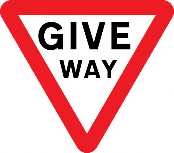 Give way road sign